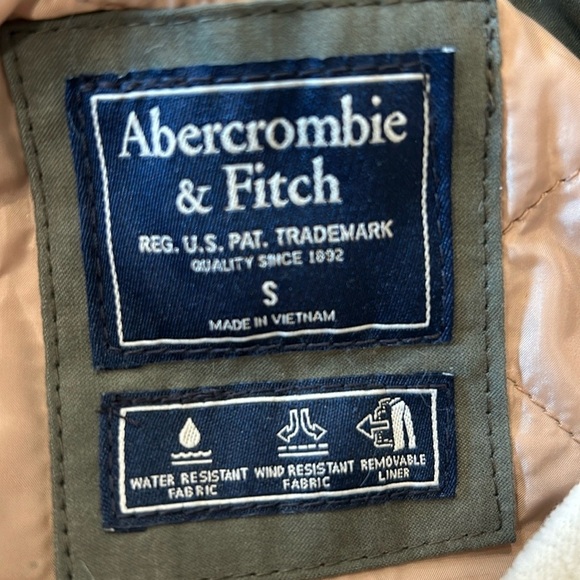 Abercrombie & Fitch 3-In-One Women's Olive Parka Jacket Removable Fur Hood Small - Picture 2 of 16
